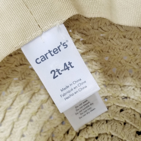 Carter's Floppy Brim Natural Straw Summer Fashion Hat 2t-4t - Picture 5 of 8
